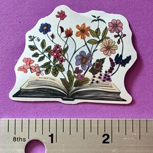 10/$10 Book Floral Aesthetic Vinyl Sticker Waterproof Water Bottle Laptop Crafts
